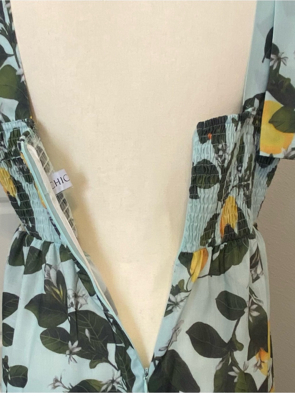 ChicWish Tie-Shoulder Lemon Print Maxi Dress in Light Blue - Picture 10 of 16